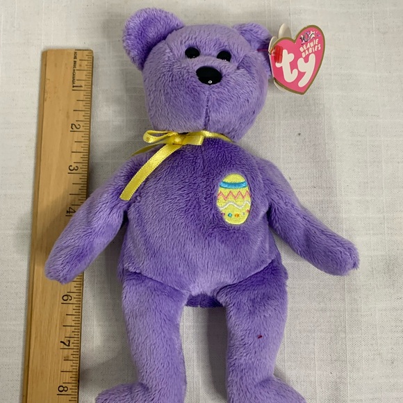TY BEANIE BABY | “Eggs III” the Purple Easter Bear with tag - Picture 9 of 10